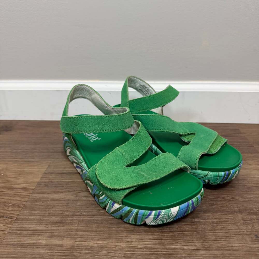 Alegria by PG Lite Green Leather Adjustable Sandals Size EU 37